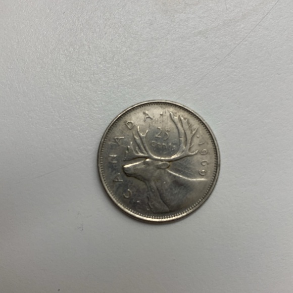 Canadian 25 cent silver coin 1969 🇨🇦🪙 - Picture 2 of 2